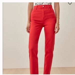 Reformation Cynthia Red Straight Leg Jeans NWOT